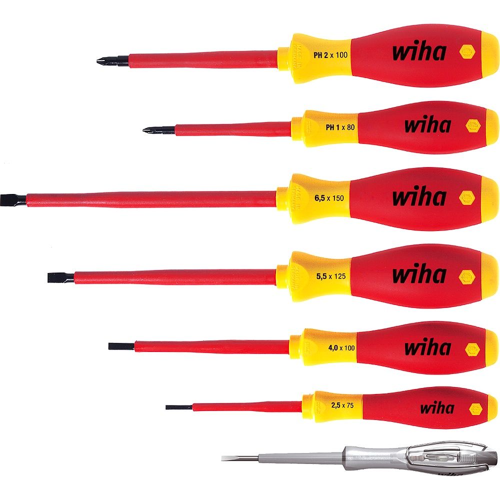 Wiha Csavarhúzó készlet SoftFinish elektromos Slotted, Phillips 7 db. (00834
