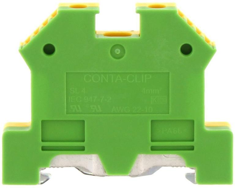 CONTA-CLIP Földelő sorkapocs TS35 1-szintes 0,2-4mm2 zöld-sárga csavaros csavaros SL 4/35 GNYE 1212.2