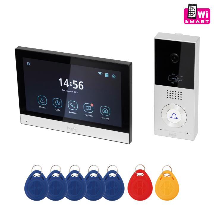 Home DPV SMART video kaputelefon 7" érintőképernyő IP65 AHD kamera mozgásérzékelő RFID bővíthető Smart Life, Tuya Smart