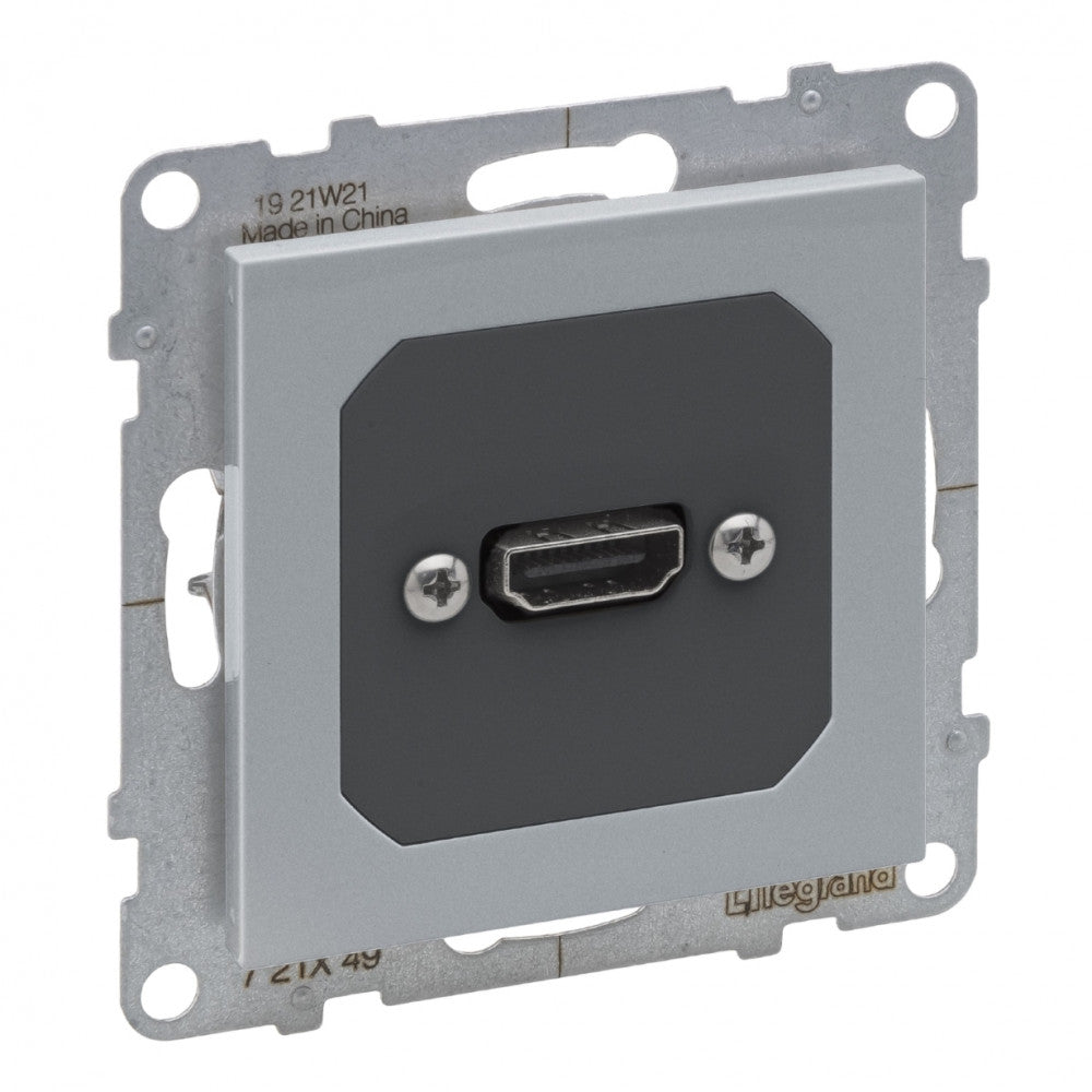 LEGRAND Suno alumínium elővezetékelt HDMI 1.4 típusú csatlakozóaljzat, 15cm kábellel 721349
