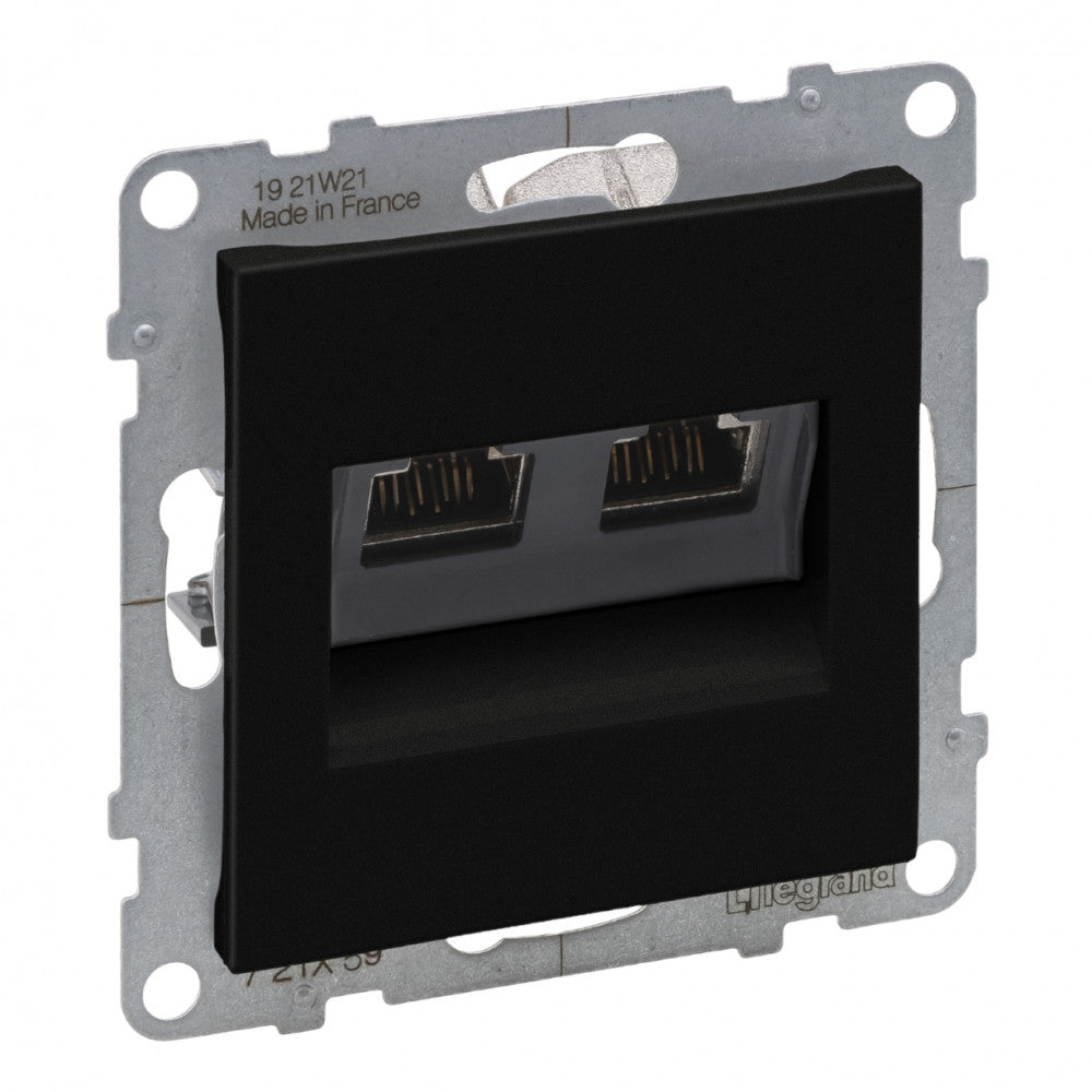 LEGRAND Suno fekete 2xRJ45 STP Cat.6A csatlakozóaljzat, keret nélkül 721459