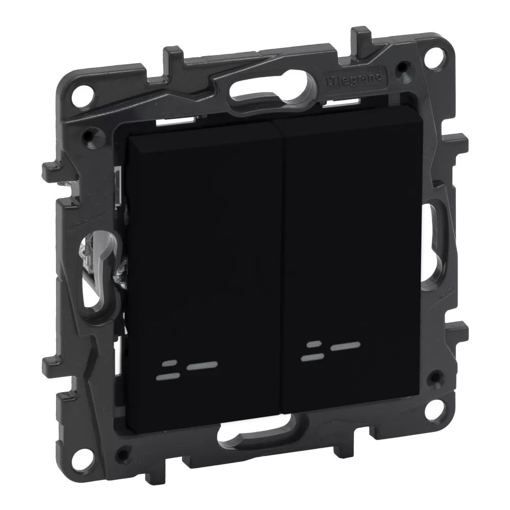 LEGRAND Niloé Step fekete 106+6 JF kettős váltókapcsoló jelzőfénnyel 863518