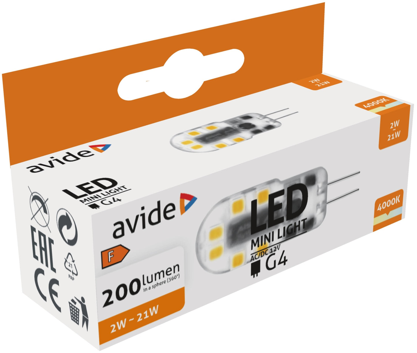 Avide LED 2W G4 NW 4000K ABG4NW-2W-B
