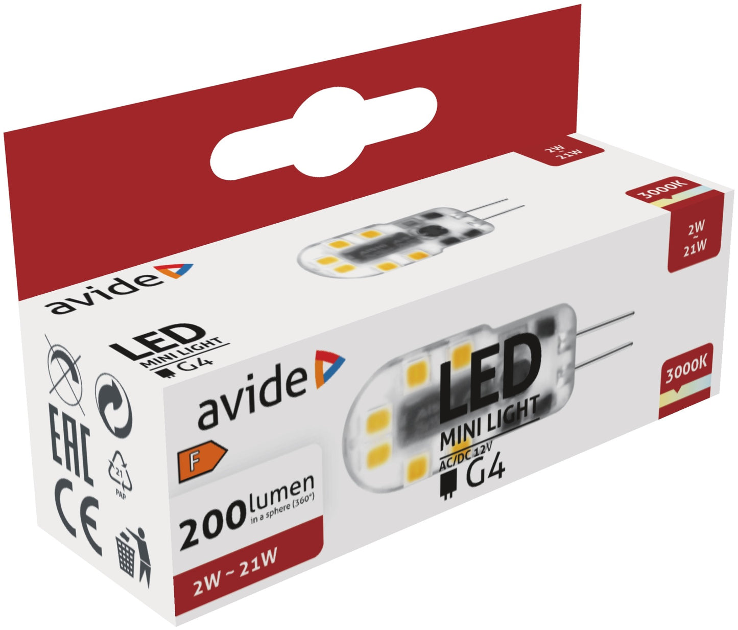 Avide LED 2W G4 WW 3000K ABG4WW-2W-B
