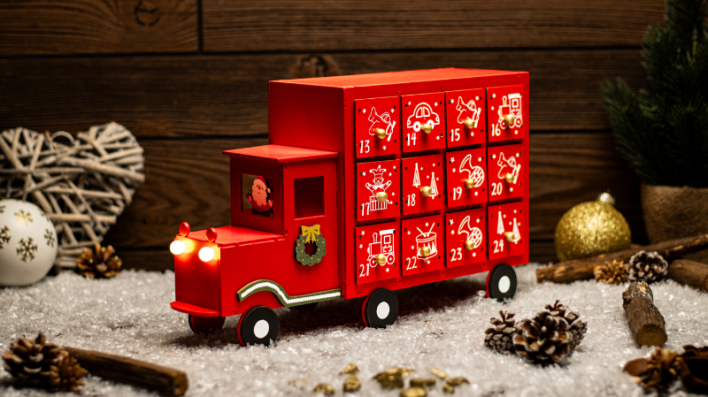 LED karácsonyi adventi kalendárium,autó, elemes , Timer 6+18h, 3LED, 3000K, 2xAAA,CHRACC3WW