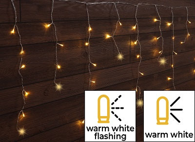 Karácsonyi sziporkázó jégcsap fényfüggöny ,kül/beltér 230VAC, 5+5M, 125LED, 3,6W, 2600-2700K, IP44