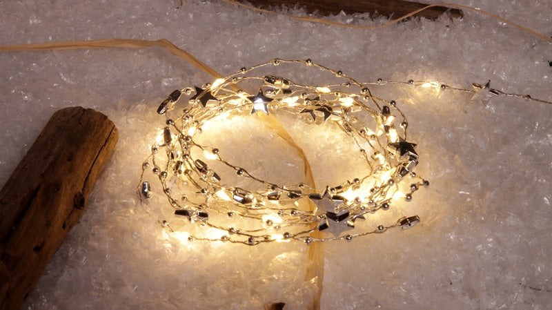 LED karácsonyi lánc,csillag,elemes Timer 6+18h,30LED, 3000K, 3xAA (elem nem tartozék)*