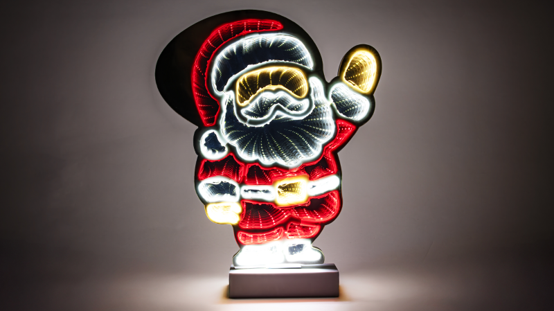 LED karácsonyi tükördísz , télapó, Timer 6+18h, 327LED, RGB, 3xAA,CHRMMS