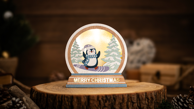 LED karácsonyi dísz,fa, pingvin, elemes , Timer 6+18h, 5LED, 3000K, 2xAAA,CHRSBP5WW