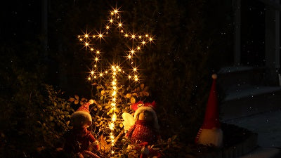 Kerti LED világító csillag, elemes Timer 6+18h, 100LED, 3000K, IP44, 3xAA