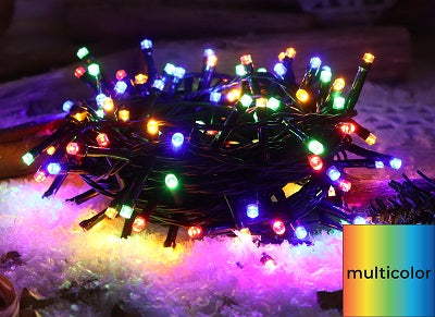 Karácsonyi programozható fényfüzér,színes,kül/beltér 230VAC, 5+20M, 200LED, 6W, RGB, IP44
