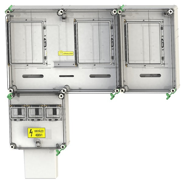 Csatári Plast 1/3F mérőszekrény 1xM63.80A+1xV32+1xH80A földkábeles 1-szintes PVT 7590 Á-V-H Fm-K*