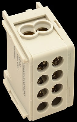 Főáramköri leágazó kapocs, sínre szerelhető, szürke 2×25mm2 / 2×25mm2, 400VAC, 101A