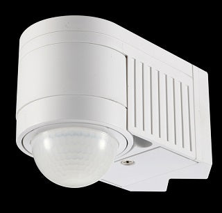 Mozgásérzékelő, fali, sarokelemmel, fehér 230V, 50Hz, 360°, 1-12m, 10s-15min, 3-2000lux, IP44