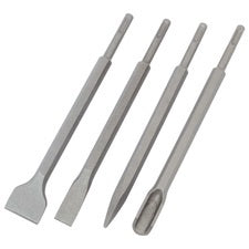 Extol betonvéső klt. 4db, SDS PLUS; 250mm hosszú, hegyes, lapos 25mm, lapos 45mm, horony