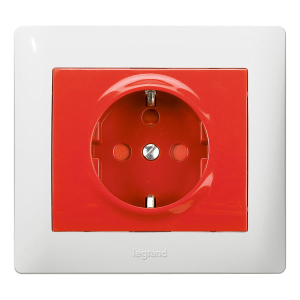 Legrand Galea Life Legrand 2p+F aljzat reteszelt, piros betéttel