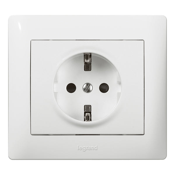 Legrand Galea Life Legrand 2p+F aljzat biztonsági zsaluval, rugós, fehér