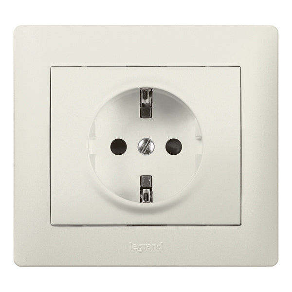 Legrand Galea Life Legrand 2p+F aljzat biztonsági zsaluval, rugós, gyöngyház