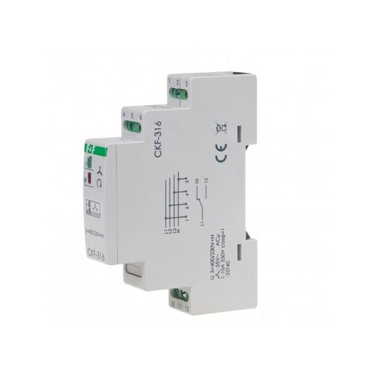 Fázisfigyelő relé, (asszimetria, kiesés, sorrend) DIN 250VAC 10A 55 V*