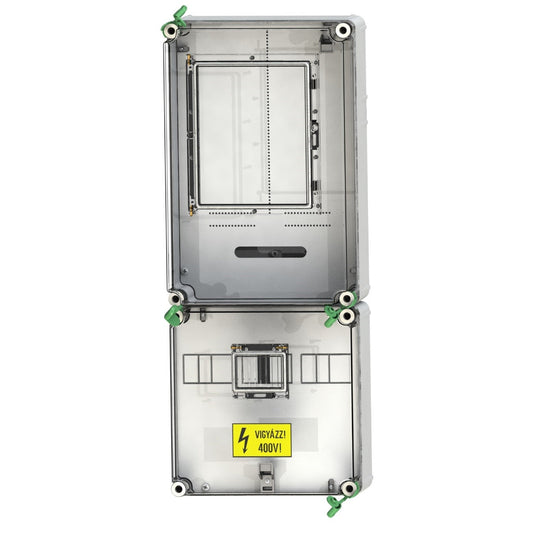 Csatári fogyasztásmérő szekrény, 1 vagy 3 fázisú mérő számára, szabadvezetékes, 80A mindennapszaki PVT 3075 Fm-SZ