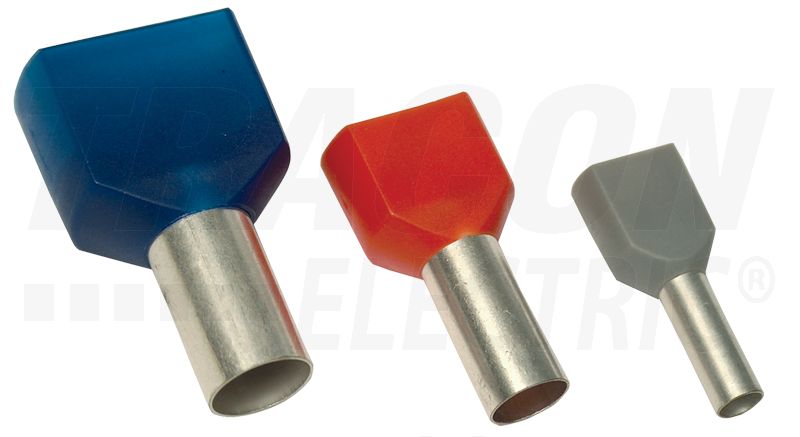 Szigetelt ikerérvéghuvely 2×0,5mm2, l=8mm