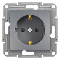 Schneider Asfora 2P+F csatlakozóaljzat, biztonsági zsaluval, csavaros, acél