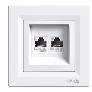 Schneider Asfora 2xRJ45 Cat5e UTP aljzat, fehér