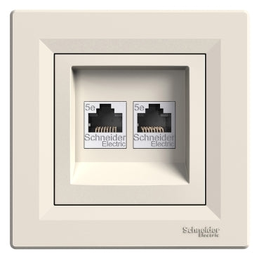 Schneider Asfora 2xRJ45 Cat5e UTP aljzat, bézs
