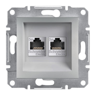 Schneider Asfora 2xRJ45 Cat5e UTP aljzat, alumínium