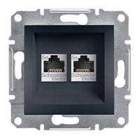 Schneider Asfora 2xRJ45 Cat5e UTP aljzat, antracit