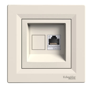 Schneider Asfora 1xRJ45 Cat6 UTP aljzat, bézs