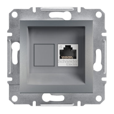 Schneider Asfora 1xRJ45 Cat6 UTP aljzat, acél