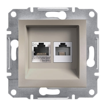 Schneider Asfora RJ45 Cat5e UTP + RJ12 aljzat, bronz