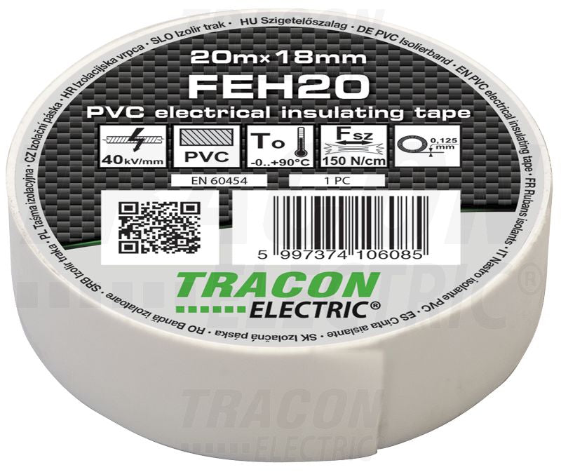Szigetelőszalag 20m×18mm PVC 90Fok.ig Fehér