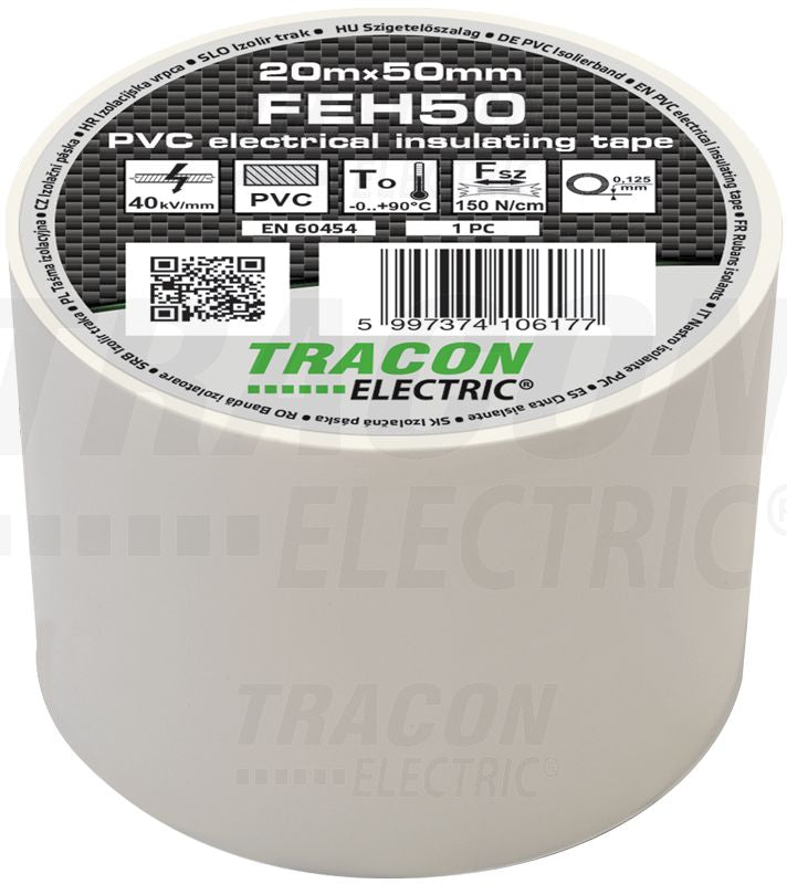 Szigetelőszalag 20m×50mm PVC 90fok.igFehér