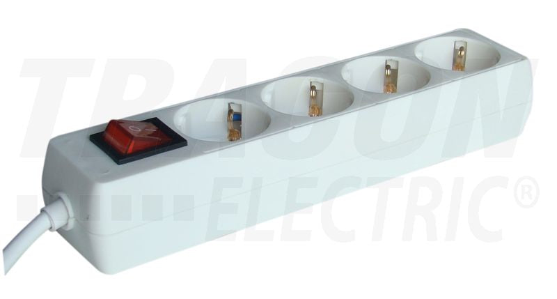 Tobbférohelyes hordozható elosztósáv 4×SCHUKO, 5m, max.16A, 250VAC, 3680W, 3x1,5mm2, H05VV-F