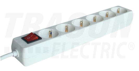 Tobbférohelyes hordozható elosztósáv 6×SCHUKO, 3m, max.16A, 250VAC, 3680W, 3x1,5mm2, H05VV-F