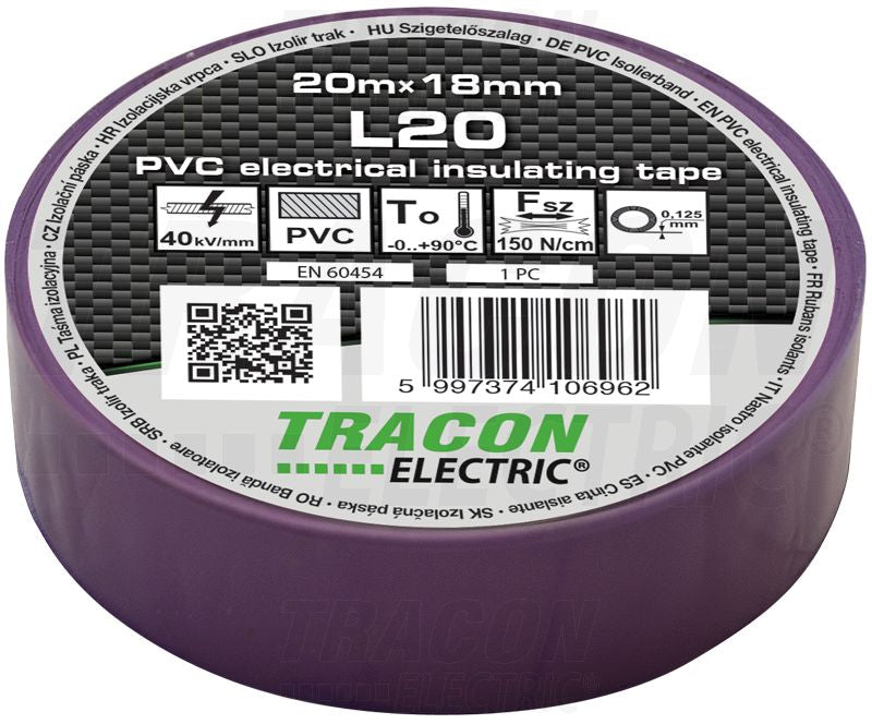 Szigetelőszalag 20m×18mm PVC 90Fok.ig Lila
