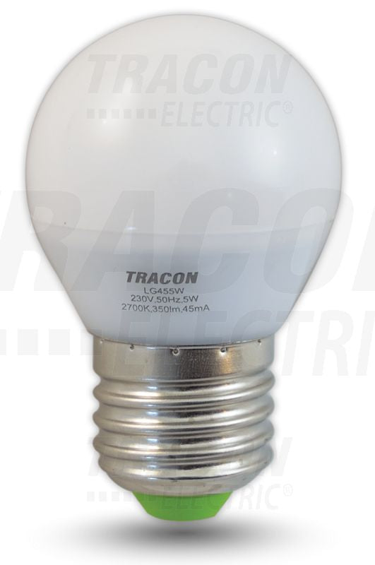Normál alakú LED fényforrás 230 VAC 5W 2700K E27 380lm G45 EEI=