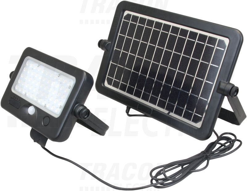 Napelemes Tracon LED reflektor mozgásérzékelő. S.szürke 10 W, 4000 K, 1100 lm, IP65, 3,7 V 7200 mAh