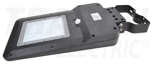 Napelemes utcai LED világítótest mozgásér. Fekete  15 W, 4000 K, 1600 lm, IP65, 7,4 V, 5,4 Ah