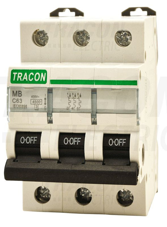 Tracon MB kismegszakító - 4,5 kA 10A, 4,5 kA 3P C