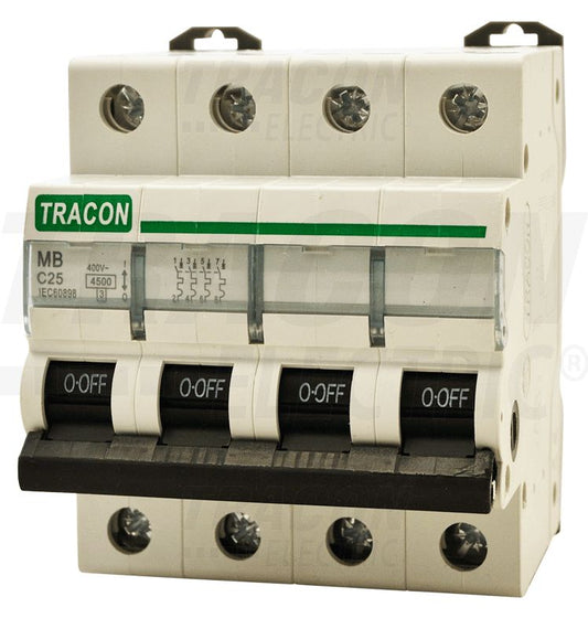 Tracon MB kismegszakító - 4,5 kA 10A, 4,5 kA 4P c