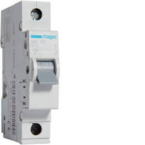 Hager Hager kismegszakító,autómata 1P, B-10A, 4,5kA, 1M MX110