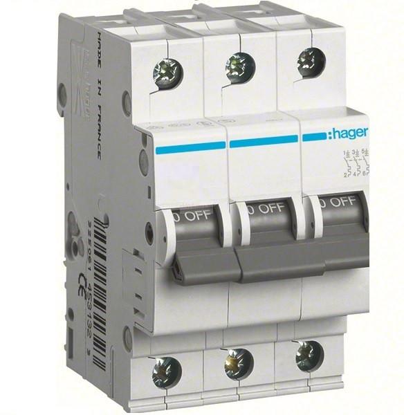 Hager kismegszakító 3P, B-13A, 4,5kA, 3M MX313
