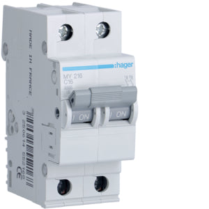 Hager kismegszakító,autómata 2P, C-16A, 4,5kA, 2M MY216