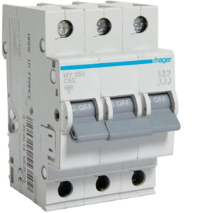 Hager kismegszakító,autómata 3P, C-50A, 4,5kA, 3M MY350