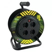 Emos Kábeldob 25m 4-es aljzat Pvc 3x1,5mm2 kábellel Fekete 230V