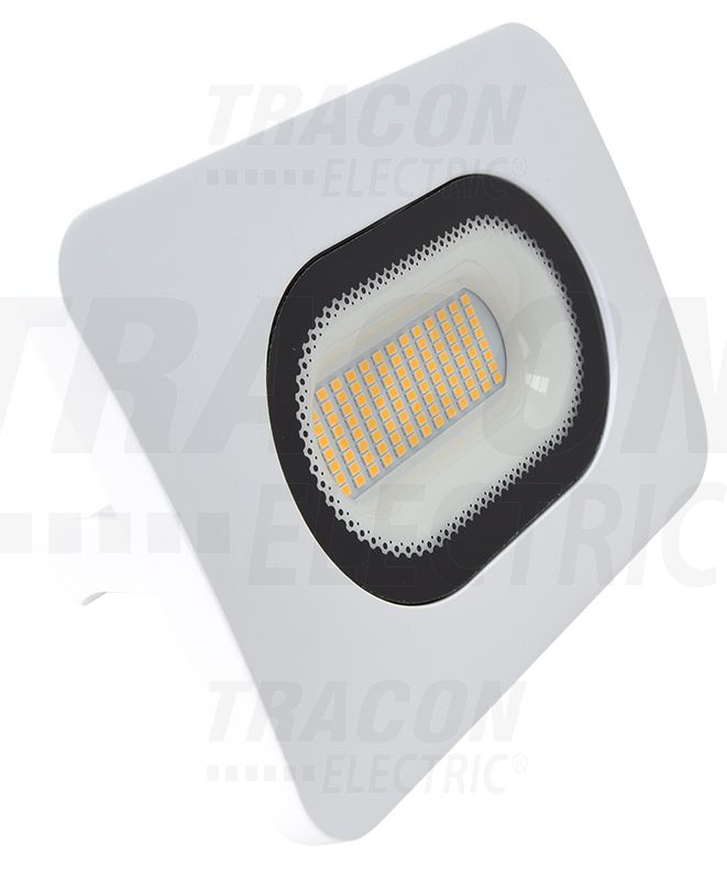 Tracon LED reflektor, RSMDLF széria Fehér 50W, 3000K, IP65, 220-240V AC, 3800lm, EEI=G