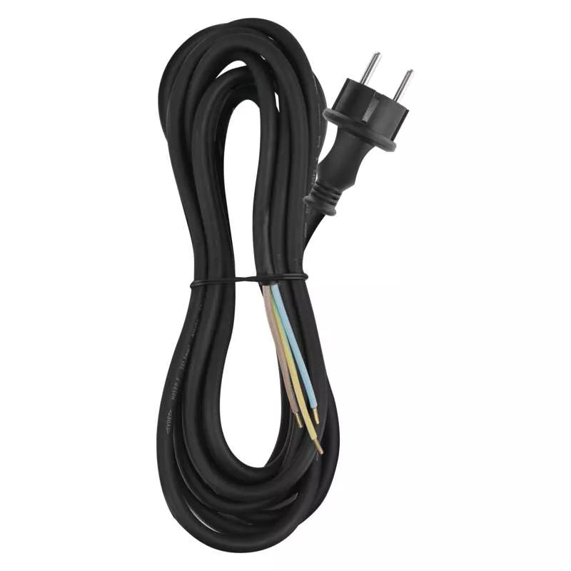 Flexo gumikábel dugvillával 3x1,5mm Fekete 5m-es